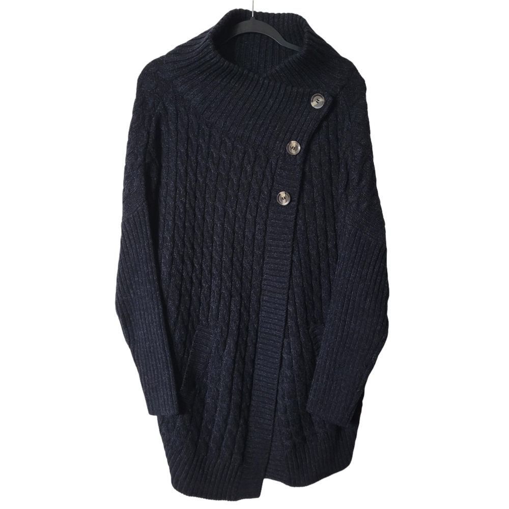 Reitmans Navy Cowl Neck Cable Knit Sweater Size XXL